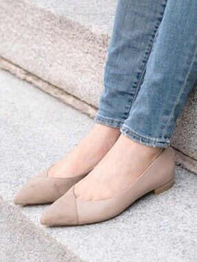 ALLY Forever Flat Tan Suede Bossy Beige Leather Flats EU 38